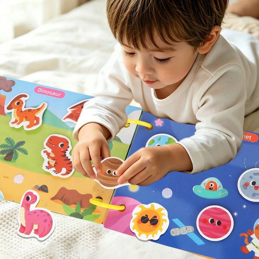 Buku Aktivitas/Buku Tenang Anak yang Menyenangkan, Buku Pembelajaran Bertema Transportasi/Hewan, Stiker Pembelajaran Edukatif yang Dapat Digunakan Kembali, Bahan Tahan Lama, Cocok untuk Pembelajaran di Kelas, Meningkatkan Keterampilan Motorik Halus dan Kemampuan Kognitif Anak, Hadiah Anak yang Sempurna