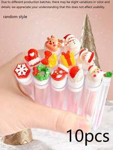 20/10pcs/1pc Christmas Eyelash Brushes – Suitable For Lash Extensions; Festive Eye Beauty Tools; Small Gifts For Christmas Parties; Reusable, Portable Eyebrow Brushes; Stocking Stuffers Featuring Santa And Snowflake Designs. - Multicolor - View 9