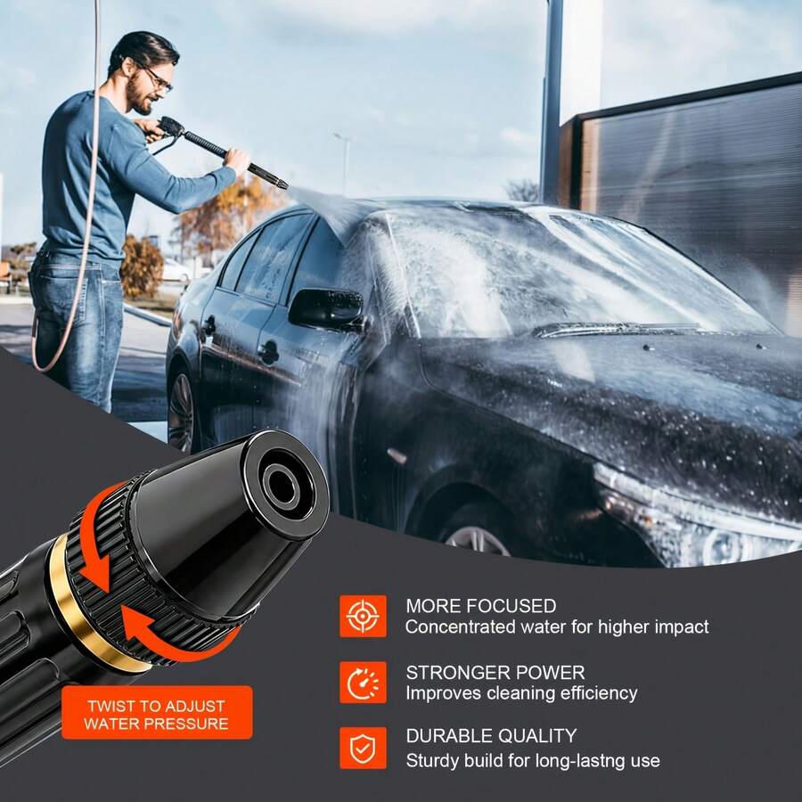 Powerful High Pressure Car Wash Gun, Portable High Pressure Water Gun, Adjustable Garden Hose Nozzle Multi-Function Sprayer, Universal Heavy Duty Cleaning Tool, Suitable For Car Washing, Motorcycle Washing, Garden Watering - View 1