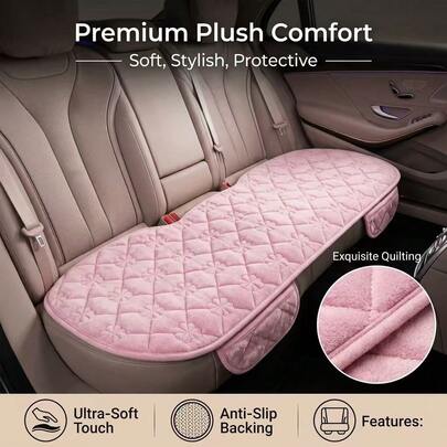 1pc Car Rear Seat Back Seat, Plush Material Protective Pad, Non-Slip Car Rear Seat Cushion, Universal Size Car Seat Cushion Accessory, Car Interior Accessory, Car Decoration Garage Storage Organizer
