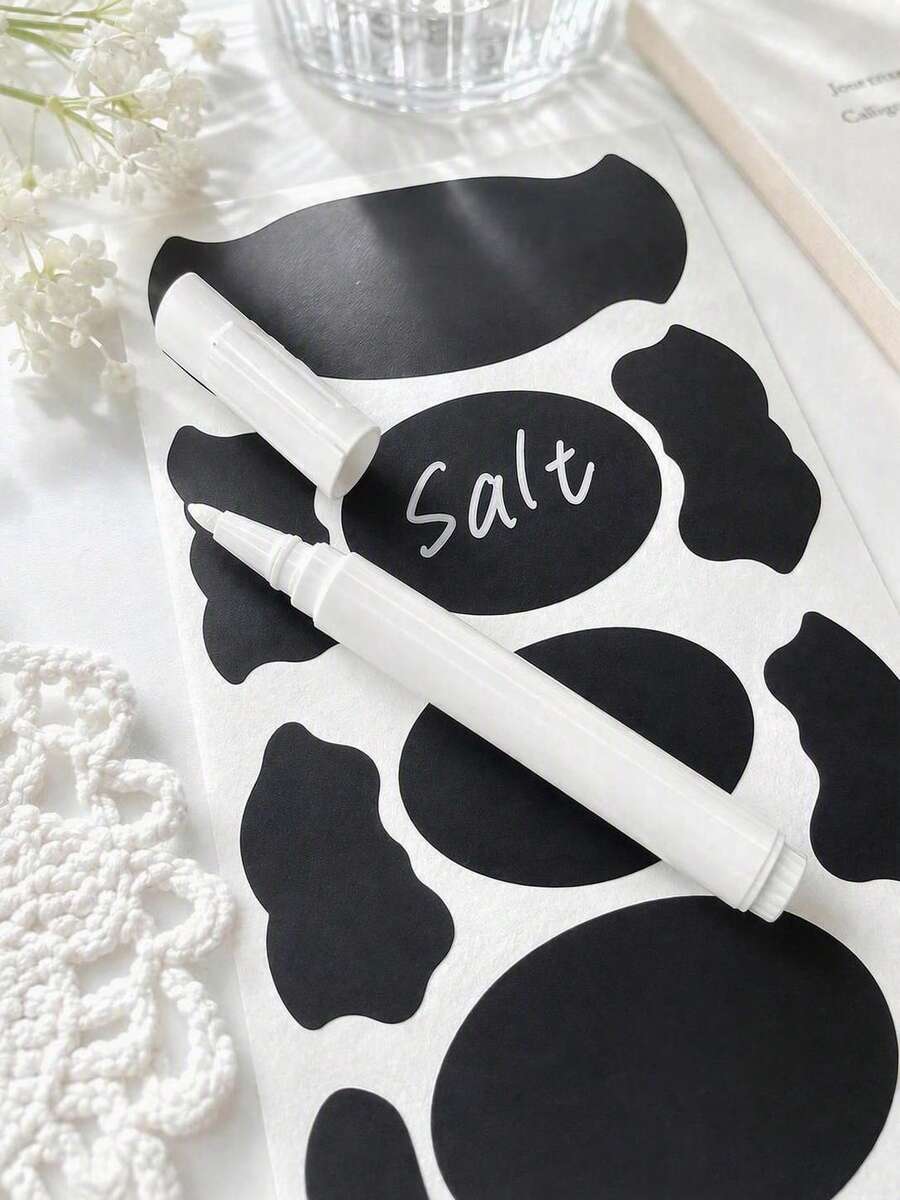 3/6/12pcs White Liquid Chalk Pen For Chalkboard, Led Writing Board Pen, Pen For Sticker Labeling, School Stuff , Erasable Marker Pen Back To School - White - View 1