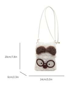 New Glasses Bear Plush Crossbody Phone Bag Cute Adorable Unique Cartoon Fashion Versatile Plush Bag - Beige - View 9