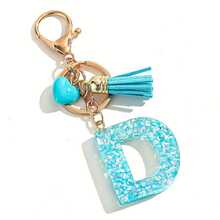 20pcs Random Style Letter Blue Heart Tassel Keychain Cute INS Style Bag Pendant Car Charm Accessory - one-size - View 4