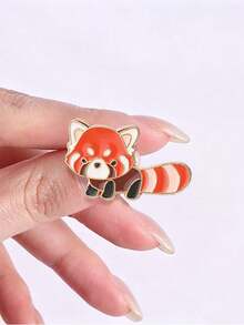 1 Pc Cute Red Panda Enamel Pin, Cartoon Lesser Panda Lapel Brooch, Gold Rim Animal Badge For Backpack Jacket Clothing Decoration Gift - Multicolor - View 6