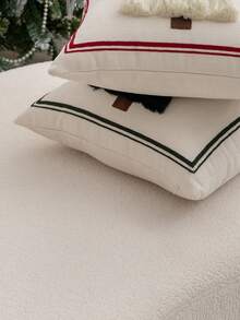 1pc Christmas Green Tassel Christmas Tree Embroidered Pillow Case, Suitable For Indoor Decoration, Christmas Decoration, All-Season Pillow Case, Without Insert - Green - View 10