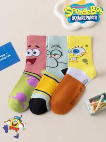 SpongeBob SquarePants 6/3/1 Pair SquarePants Men's Socks, Funny Cartoon Mid-Calf Socks, Winter - Multicolor - View 3