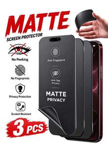 MSRI 3pcs - Ceramic Matte Screen Protector, Anti-Peeping, Anti-Fingerprint, Screen Protection, Matte Surface Screen Light Sensitivity, Touch Sensitive & Smooth, Suitable For Phone Cases, Compatible With IPhone Duo /18 Pro Max/18 Pro/Ultra/17E17 Pro Max/17 Pro/17Air/17/16 Pro Max/16 Pro/16 Plus/16/15 Pro Max/15 Pro/15 Plus/15/14/13/12 And Other Models. - Black - View 8
