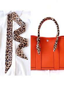 Leopard Print Fitted Women's Small Scarf Bag With Fashion Headband Scarf - Khaki - View 1