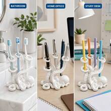 2 PCS Creative Octopus Toothbrush Holder & Pen Cup, Multi-Slot Tentacle Storage Organizer For Toothbrushes, Pens, Makeup Brushes, Decor For Bathroom Countertop, Office & Study Desk - Octopus Toothbrush Holder - View 7