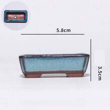 1pc Ceramic Chinese Bonsai Flower Pot Small Planter, Dark Blue Glazed - A - View 9