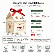10pcs/Pack Christmas Party Gift Candy Cookie Baking Paper Boxes With Handles, Decorative Boxes For Christmas Room Decor - View 5
