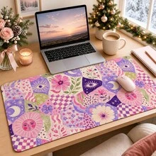 1pc Vintage Celestial Floral Checkered Desk Mat, Multi-Purpose Vanity Table Protector, Nail Art Mat, Large Desktop Mouse Pad For Women Bedroom & Office, S/M/L/XL - View 18