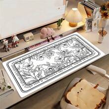 Leather Mouse Pad, Retro Botanical Line Drawing Extra Large Desk Mat, Non Slip, Waterproof, Stain Resistant, Wear-Resistant Desktop Protection Pad, Student Computer Table PU Mat, Leather Desk Pad For Office Gaming Laptop Keyboard Decor - View 6