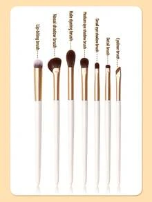 SEPROFE 7Pcs Semi Fan Eyeshadow Brush Set, Eye Makeup Brushes Including Nose Contour Brush, Concealer Brush And Eyeliner Brush, Super Soft Fibers For Eye Application, Premium Texture Handle, Daily Eye Makeup Tools - Beige - View 7