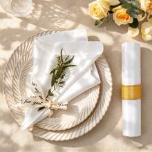 1/2/6pcs French Style Premium Satin Minimalist Solid Color Hemmed Napkins, Suitable For Wedding Party Holiday Birthday Table Decor - White - View 1