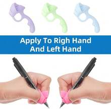 2pcs Ergonomic Pen Grip Holder With Soft Cushion, Writing Posture Correction Tool For Adults, Students, Office Workers, Artists And People With Special Needs (Random Color) - A - View 3