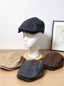 1PC Women Faux Leather Newsboy Cap Christmas Casual Flat Cap Winter Headwear - Baseball Cap - View 1
