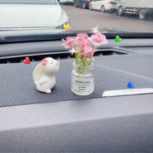 Super Cute Daisy And Rabbit Pattern Car Center Console Decoration, Car Window/Computer Desk Decoration, Car/Home Interior Decoration Accessories - A - View 6