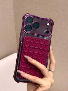 1 Pack Wine Red TPU Case, Electroplated Suction Cup Grip, Daily Use, Gift For Friends, Mom, Besties, Apple17,18. - Cherry Red - View 2
