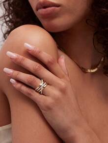 1pc X-Cross Ring, Inlaid With Shiny Zirconia, Unisex, Suitable For Daily Wear Or Party Accessory. High-Quality Ring, Exquisite Jewelry, Perfect Gift. - X-cross - View 5