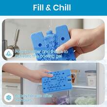 6-Pack Slim Portable Freezer Blocks For Travel Picnic Cooler Bags Lunch Box Leak-Proof Ice Packs Keep Food Cold For Hours - Blue - View 6