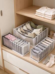 Transparent Mesh Divided Storage Box, Underwear & Socks Organizer, Closet Drawer Organizer, Home Bedroom Storage Solution - Multicolor - View 5