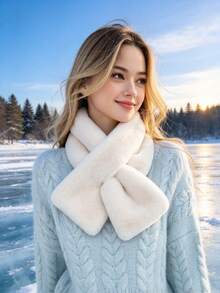Women's Faux Fur Collar Scarf, Winter Warm Neck Warmer, Women's Cold Weather Neck Protection Scarf - Multicolor - View 5