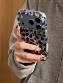 Casing Ponsel Motif Leopard Gaya Korea Kompatibel dengan Apple 17, 17 Pro Max, 18 Pro, 16, 15 Pro, Casing Pelindung Lembut Tahan Guncangan Premium Baru, Casing Wanita Kreatif - Biru - View 2