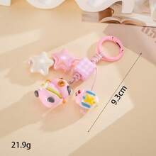 1PC Cartoon Acrylic Otter Figurine Bag Charm Hand-Painted Beaded Colorful Five-Pointed Star Keychain Pendant - Multicolor - View 5