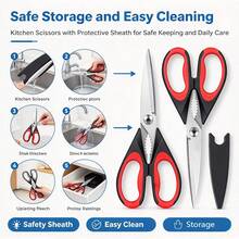 Multifunctional Household Scissors, Heavy Duty Stainless Steel Kitchen Shears With Blade Guard And Soft Grip Handle, Suitable For Poultry, Chicken, Fish, Herbs, Nuts, Home Cutting Scissors - Heavy-duty Scissors - View 3