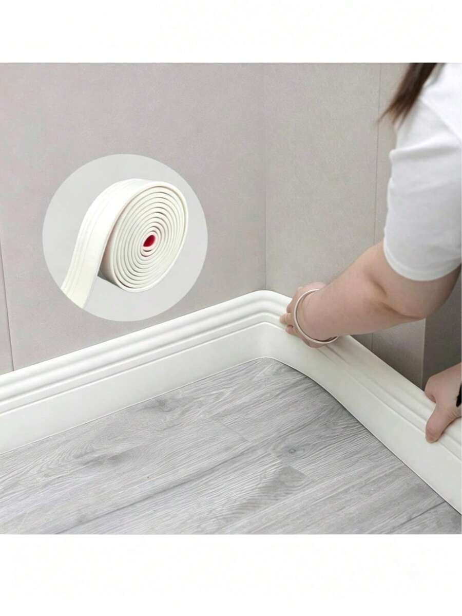 White Peel And Stick Flexible Wall Baseboard Trim, Self-Adhesive 3D Chair Armrest Molding Wall Panels For Home Decor Living Room, Floor Edge, Window Frame, Door Frame, DIY Wall Decor, Wallpaper Peel And Stick Home Decor - Multiple Styles - View 1