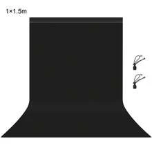 PULUZ Latar Belakang Fotografi 1m x 1,5m Kain Latar Belakang Studio Foto (Hitam) - View 1