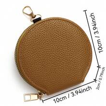 Dompet Koin Wanita dengan Resleting, Tas Earphone Mini Bulat Portabel Motif Biji Leci, Kantong Penyimpanan Kunci - MultiWarna - View 6