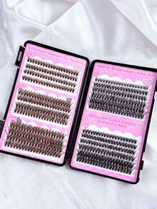 Hinarin 480 Pcs D Curl Natural Lashes Extension Book Kit 30D+40D+50D Large Capacity Individual Lash Extensions Cluster Book Black And Brown Colorful Eyelash 8-16mm Fluffy Clusters Lashes Book Set For Parties And Festival Christmas Makeup - Multicolor - View 3