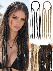 24 Inch Multi-Strand Long Braided Hair Band, Bohemian Style Fashion Headpiece, Suitable For Women's Festival Party And Daily Hairstyle Styling - Multicolor - View 1