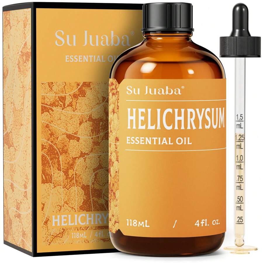 SU JUABA Helichrysum Essential Oil For Skin‑Tone Maintenance Helichrysum Oil For Diffuser, DIY Balm & Roll‑On, Home Scent & Outer‑Skin Application - 4 Fl Oz / 118 Ml - Helichrysum - View 1
