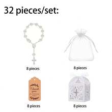 20pcs Baptism Party Favors Mini Rose Rosary With Faux Pearl And Organza Bag, Suitable For Baptism, Wedding, First Communion Party Favors - Multicolor - View 17