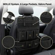 1pc Car Seat Back Storage Bag, Tactical MOLLE Webbing Multi-Layer Pockets, Thickened 600D Oxford Fabric, Wear-Resistant And Scratch-Resistant, Adjustable Straps With Quick-Release Buckles, Handle Design, Universal Fit For Car Models, Suitable For Self-Driving Enthusiasts And Car Owners, Hang On Seat Back To Store Water Bottles, Tools And Miscellaneous Items, Outdoor Travel Car Interior Storage Organizer Bag - Car Seat Cover - View 6