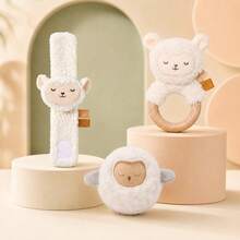 3PCS Baby Plush Toy Set, Sheep Rattle Ring, Sheep Wrist Rattle & Cotton Owl Roly‑Poly Tumbler, Infant Sensory Soothing Play Toy, Baby Shower Gift - Multicolor - View 10