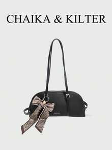 1pc Bowling Ball PU Fabric Shoulder Bag With Buckle, Suitable For Commuting, Shopping, Etc. (With Pendant) - Black - View 2