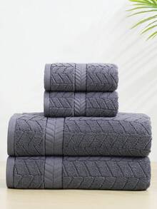 QIBHI 純色提花純棉浴室毛巾，布料不厚，100%棉（輕量）便攜款，浴室毛巾或浴巾，吸水毛巾，方便旅行與出差，居家使用純棉毛圈吸水，適用於浴室、飯店、返校、旅行、旅行配件、居家必需品、毛巾、護膚 - 深灰色 - 查看 2