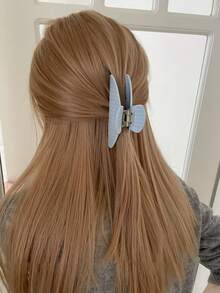 2件/1件 女款 10cm/3.94in 粉藍條紋大號輕量塑膠髮夾，時尚百搭高級優雅極簡純色髮飾，適用日常穿搭、休閒、派對、通勤、海灘、度假、馬尾、盤髮、洗臉、沐浴、化妝、造型搭配 - 彩色 - 查看 6