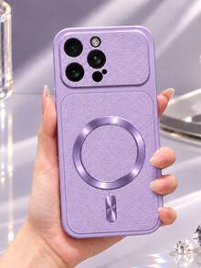 MewTrek Luxury Litchi Texture PU Leather Phone Case, Metal Ring Sticker, Large Camera Hole, Full Coverage Shockproof Anti-Drop Protective Shell, Suitable Compatible With Iphone, Suitable Compatible With Samsung Galaxy Honor, Suitable Compatible With Xiaomi Reno MOTO - Purple - View 2