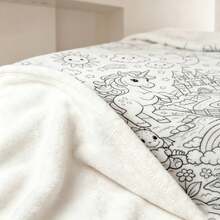 1PC Black White Line Art Unicorn Castle Flannel Throw Blanket, Doodle Pattern Blanket For Bedroom Sofa Home Decor - Multicolor - View 2