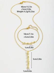 2pcs Set Gold Tone Cherry Charm Floral Rhinestone Necklace Bracelet Kids Jewelry For Girls Cute Dainty Sparkling Back To School Party Daily Wear Gift - Gold - View 5