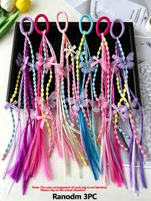 3pcs Multi-Color Hair Extensions Hair Ties, Sweet Cool Boxing Braids Hair Ropes, Sweet Cool Boxing Braids Hair...Ropes, High Ponytail Bubble Braids Hair Ties, Back To School Hair Accessories - Multicolor - View 12