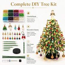 Kit Pohon Natal Manik-Manik DIY, Paket Bahan Kerajinan Liburan untuk Dewasa | Manik-Manik Warna-warni, Liontin Dekoratif, Dudukan Logam, Hiasan Puncak Pohon Malaikat, Tampilan Cahaya Hangat, Dekorasi Meja, Kerajinan Santai, Hadiah Liburan, Halloween - MultiWarna - View 7