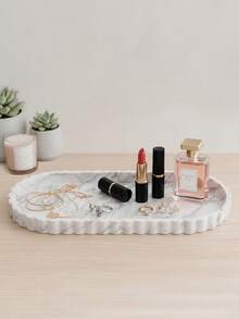 Large & Small White Marble Silicone Trays Set Of 2, Decorative Catchall Organizer For Perfume, Jewelry, Makeup And Bathroom Counter - Multicolor - View 5