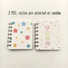2 PIEZAS Cuaderno de Espiral con Expresión de Oso, Flor y Corazón - Estilo Aleatorio - Cuaderno de Espiral Tamaño A7 Tamaño de Bolsillo - Cuaderno Portátil Mini para Estudiantes - A - Ver 10