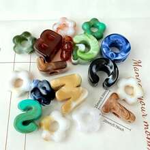 31/63pcs Letter Beads & Flower Set, Random Mix Marble Pattern Letter Beads And Flowers, Paracord Beaded Pendant & Keychain Charm, Colorful Handmade Beaded, Perfect For Jewelry Making, Beading Craft And Christmas Home Decor - Assorted Colors - View 2
